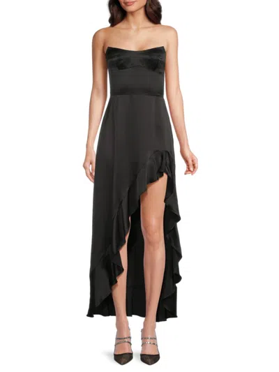 Amanda Uprichard Women's Alyse Strapless Silk High-low Dress In Black