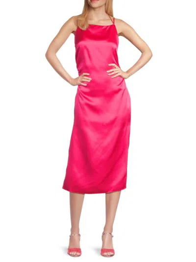 Amanda Uprichard Women's Amiyah Ruched Silk Midi Dress In Begonia
