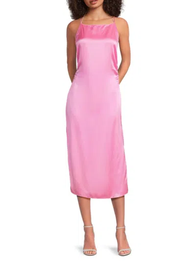 Amanda Uprichard Women's Amiyah Ruched Silk Midi Dress In Pink