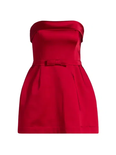 Amanda Uprichard Women's Avalee Strapless Skort Romper In Red