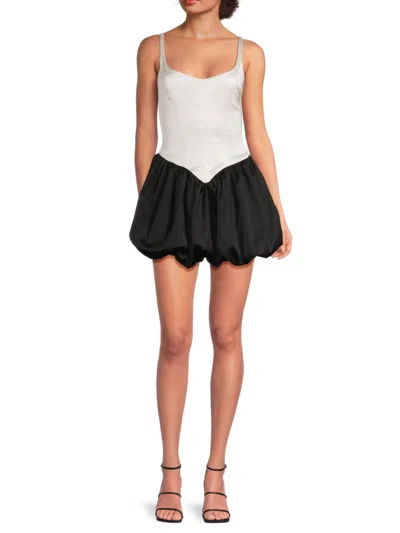 Amanda Uprichard Women's Bettina Colorblocked Bubble Romper In Black