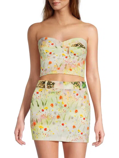 Amanda Uprichard Women's Cava Floral-print Cotton-blend Crop Top In Multi