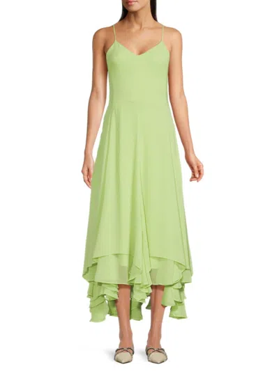 Amanda Uprichard Women's Clemenza High-low Rufled Maxi Dress In Pear
