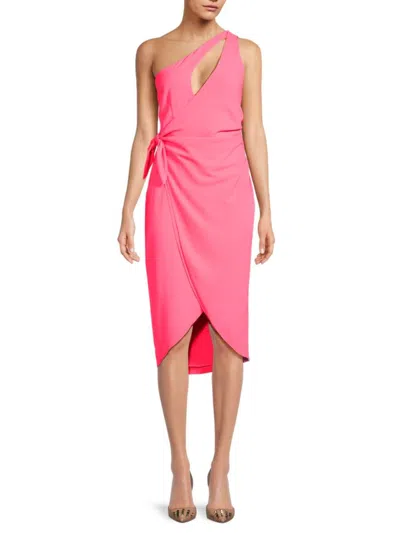 Amanda Uprichard Women's Conetta One Shoulder Wrap Dress In Pink