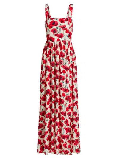 Amanda Uprichard Women's Florence Floral Square-neck Maxi Dress In Red