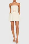 Amanda Uprichard Gramercy Strapless Skort Romper In Beige In Neutral