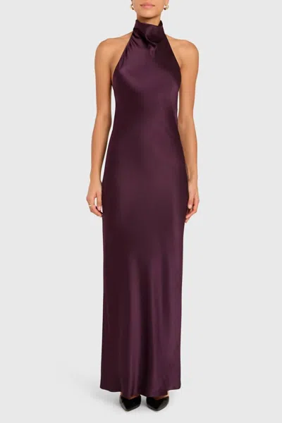 Amanda Uprichard Women's Halter Neck Santana Gown In Black Cherry In Multi