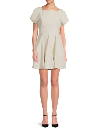 Amanda Uprichard Women's Harper Puff Sleeve Fit & Flare Dress In Bone