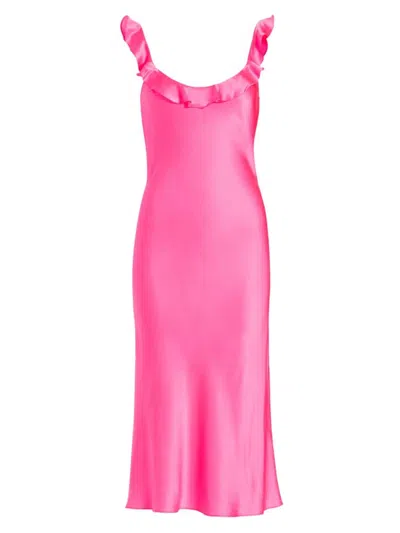 Amanda Uprichard Women's Maelyn Silk Sleeveless Midi-dress In Neon Pink