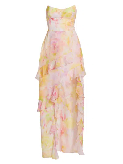 Amanda Uprichard Magnolia Floral Strapless Gown In Vivian