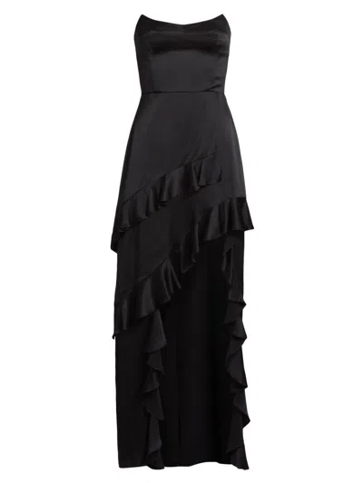 Amanda Uprichard Women's Magnolia Silk Frill Cocktail Dress In Black