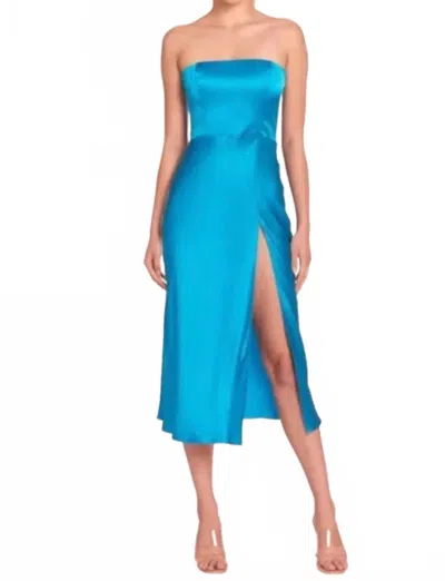 Amanda Uprichard Women's Mandy Silk Strapless Midi Dress In Maui Blue