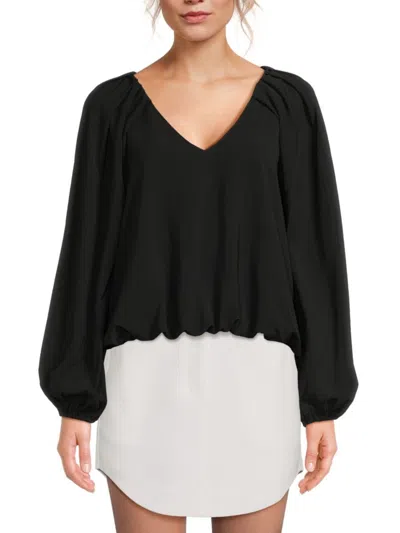 Amanda Uprichard Women's Naderre Scalloped Hem Top In Black