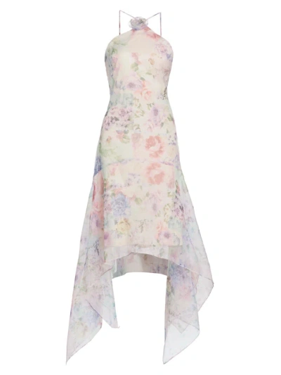 Amanda Uprichard Women's Natalie Floral Handkerchief-hem Midi-dress In Lorelei