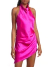 Amanda Uprichard Women's Samba Satin Halter Mini Dress In Hot Pink Light Silk