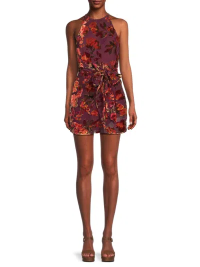 Amanda Uprichard Women's Selah Floral Velvet Minidress In Brown