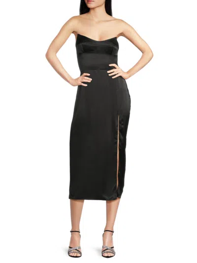 Amanda Uprichard Women's Strapless Silk Midi-dress In Black