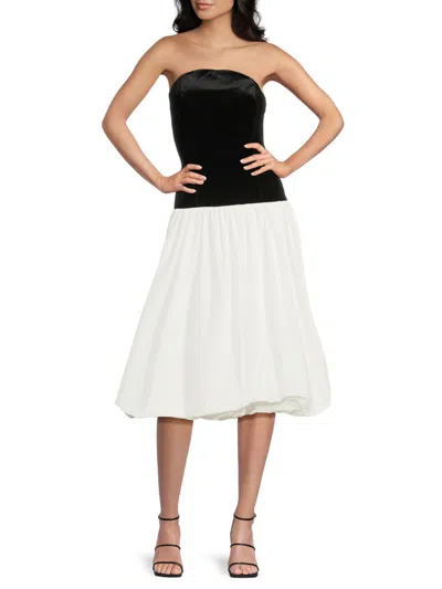 Amanda Uprichard Women's Valencia Colorblocked Bandeau Knee-length Dress In White