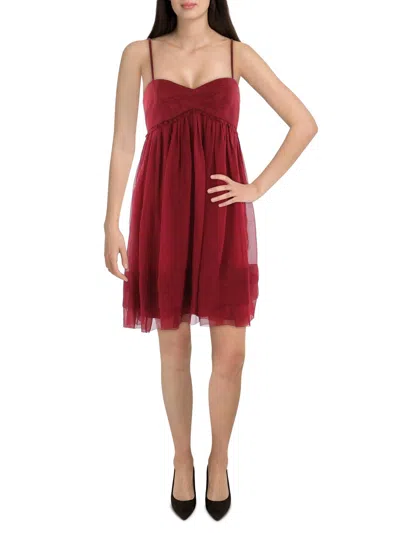 Amanda Uprichard Womens Chiffon Tiered Mini Dress In Red