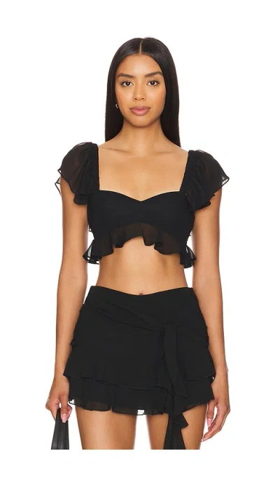 Amanda Uprichard X Revolve Aliyah Crop Top In Black