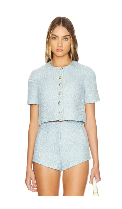 Amanda Uprichard X Revolve Braswell Top In French Blue Tweed