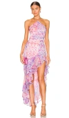 Amanda Uprichard Estrada Mixed Print High-low Dress In 棉质糖果色