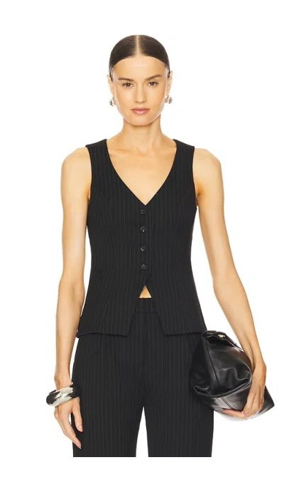 Amanda Uprichard X Revolve Carnegie Vest In Black Ivory Pinstripe