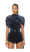 Amanda Uprichard X Revolve Evianna Velvet Top In Gray