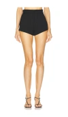 Amanda Uprichard X Revolve Kelso Shorts In Black Ivory Pinstripe