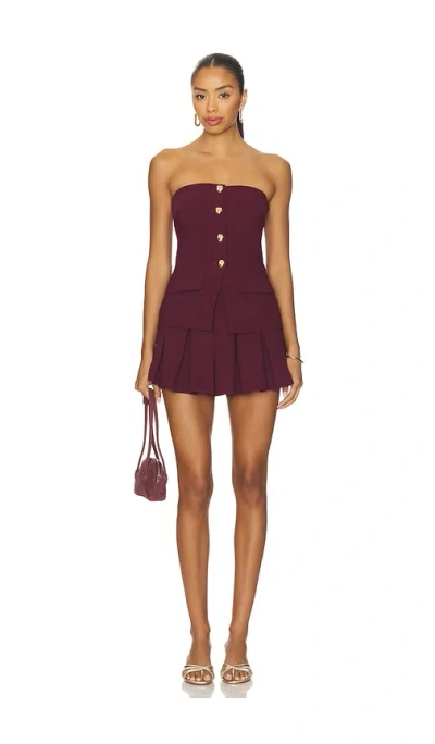Amanda Uprichard X Revolve Kourt Skort Romper In Burgundy