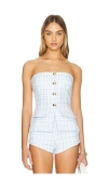 Amanda Uprichard X Revolve Kourt Strapless Top In Blueberry Tweed