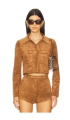 Amanda Uprichard X Revolve Lucas Suede Jacket In Tan