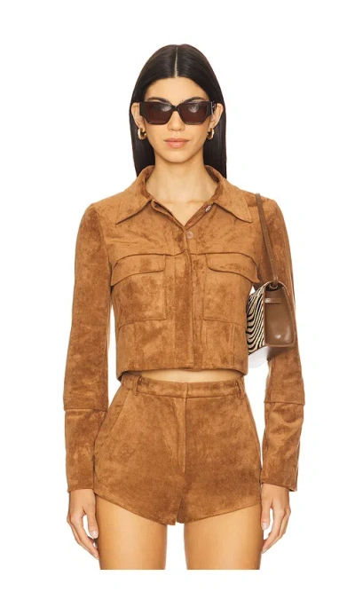 Amanda Uprichard X Revolve Lucas Suede Jacket In Tan