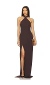 Amanda Uprichard X Revolve Queen Gown In Chocolate