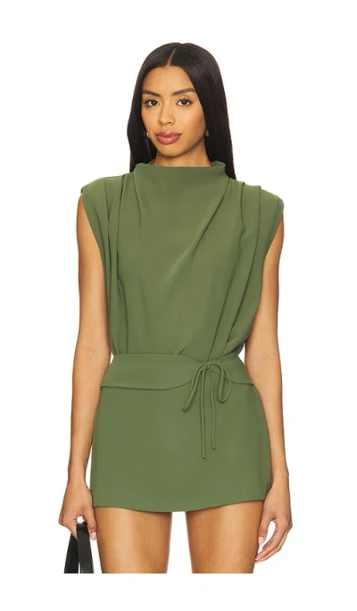 Amanda Uprichard X Revolve Sleeveless Fabienne Top In Fern