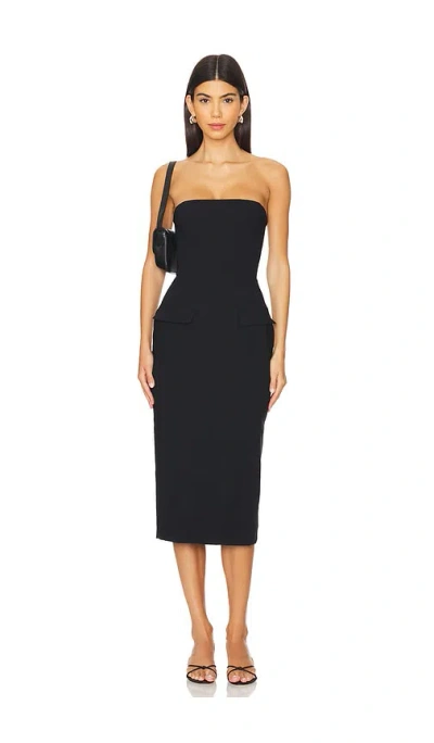 Amanda Uprichard X Revolve Strapless Bethany Midi Dress In 黑色