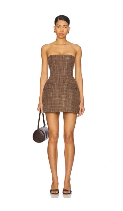 Amanda Uprichard X Revolve Strapless Bethany Romper In Brown