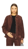 Amanda Uprichard X Revolve Vero Suede Bomber Jacket In Brown