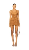 Amanda Uprichard X Revolve Yorke Skort Suede Romper In Gold