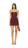 Amanda Uprichard Yadira Skort Romper In Russet In Burgundy