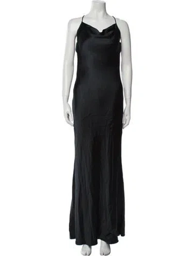 Pre-owned Amanda Wakeley Cowl Neck Long Dress In Black