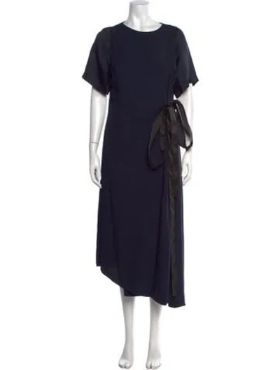 Pre-owned Amanda Wakeley Crew Neck Long Dress In Blue
