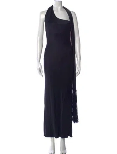 Pre-owned Amanda Wakeley Halterneck Long Dress In Black