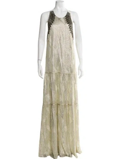 Pre-owned Amanda Wakeley Paisley Print Long Dress W/ Tags In Gold