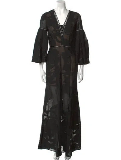 Pre-owned Amanda Wakeley Printed Long Dress In Black