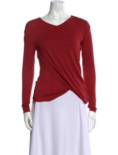 Pre-owned Amanda Wakeley Scoop Neck Long Sleeve Top In Red