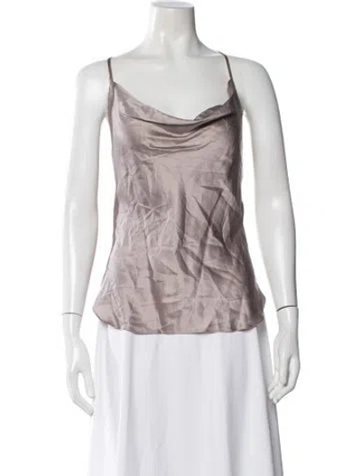 Pre-owned Amanda Wakeley Silk Cowl Neck Blouse In Silver