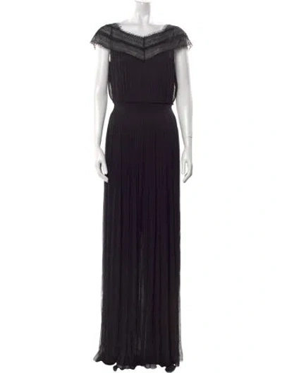 Pre-owned Amanda Wakeley Silk Long Dress In Black