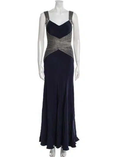 Pre-owned Amanda Wakeley Silk Long Dress In Blue