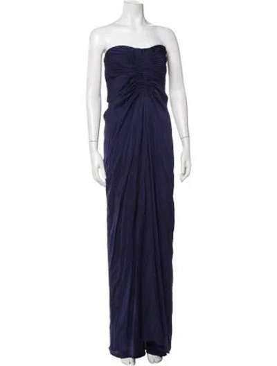 Pre-owned Amanda Wakeley Silk Long Dress In Blue
